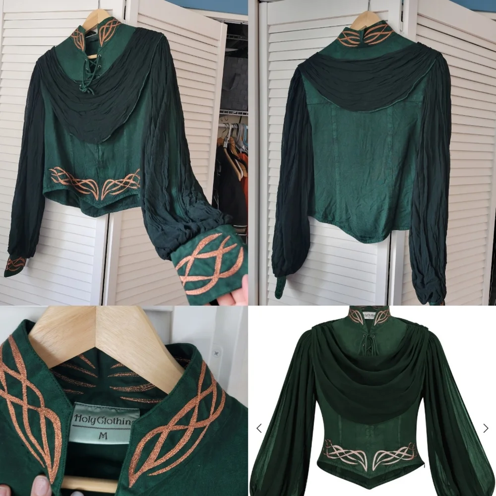 Holy Clothing Lysandra Top In Huntress Green Medium - Picture 1 of 8